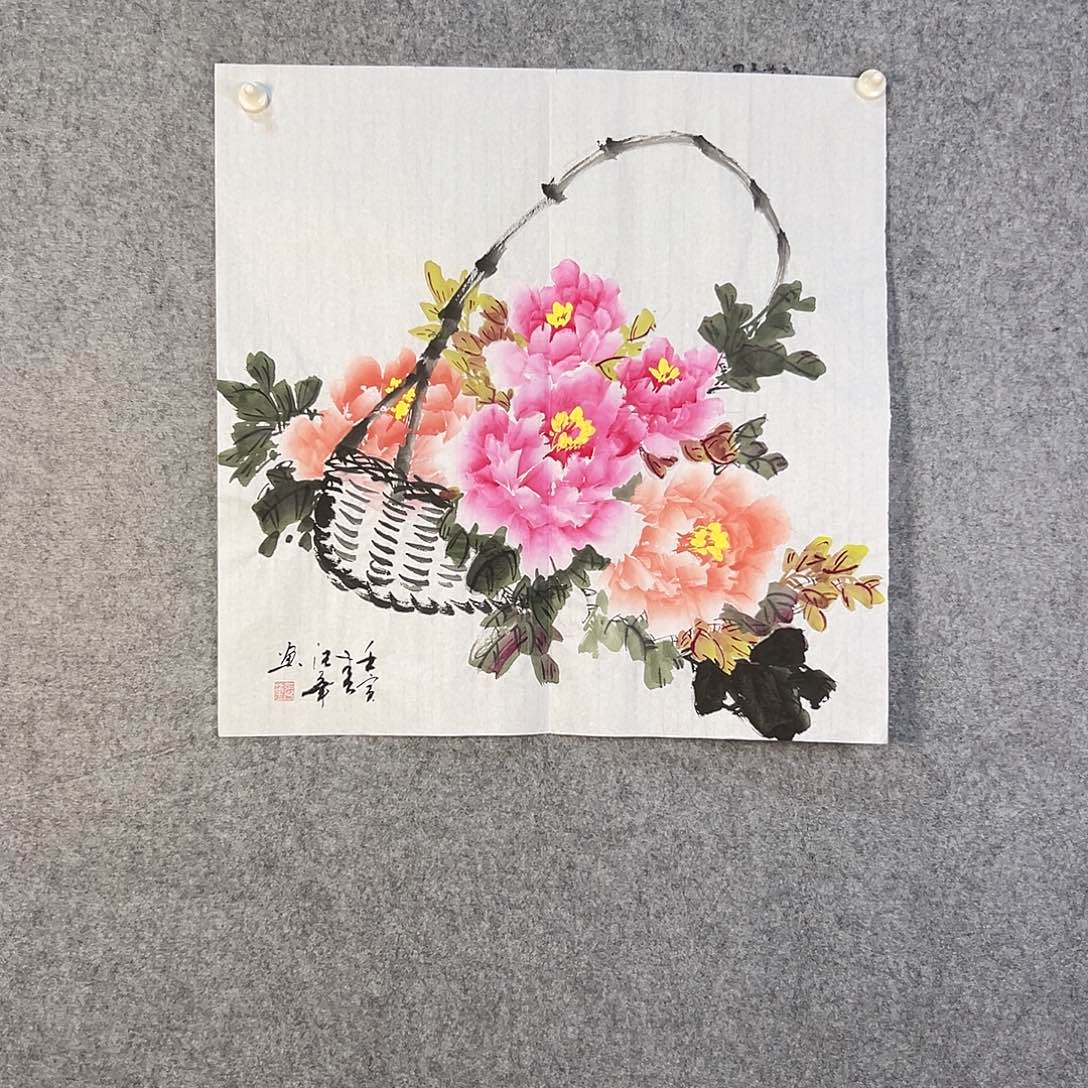 国画098 牡丹花鸟等画风与山水的