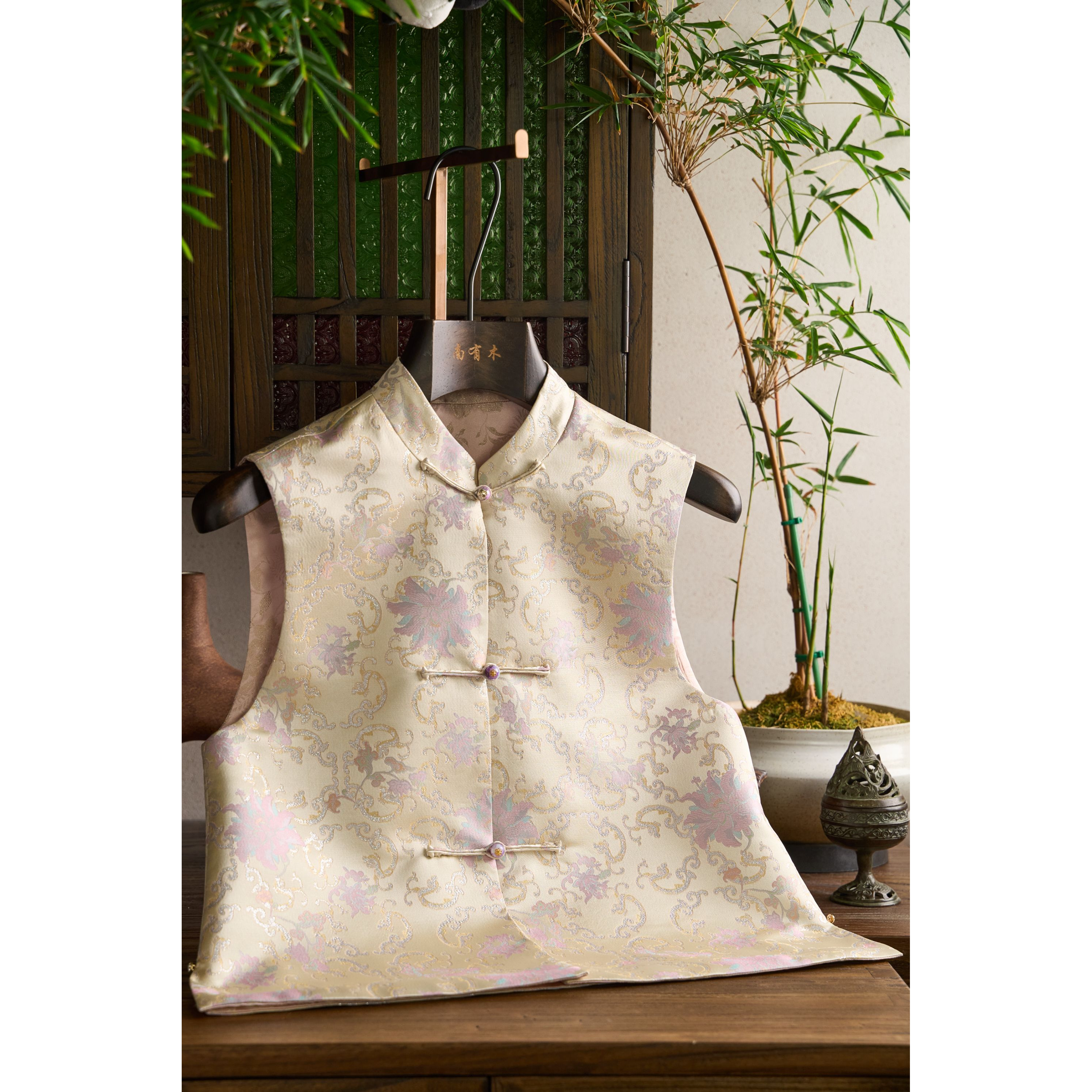 【春城紫荆】新中式双面穿优雅轻奢气质开衫马甲V25C378