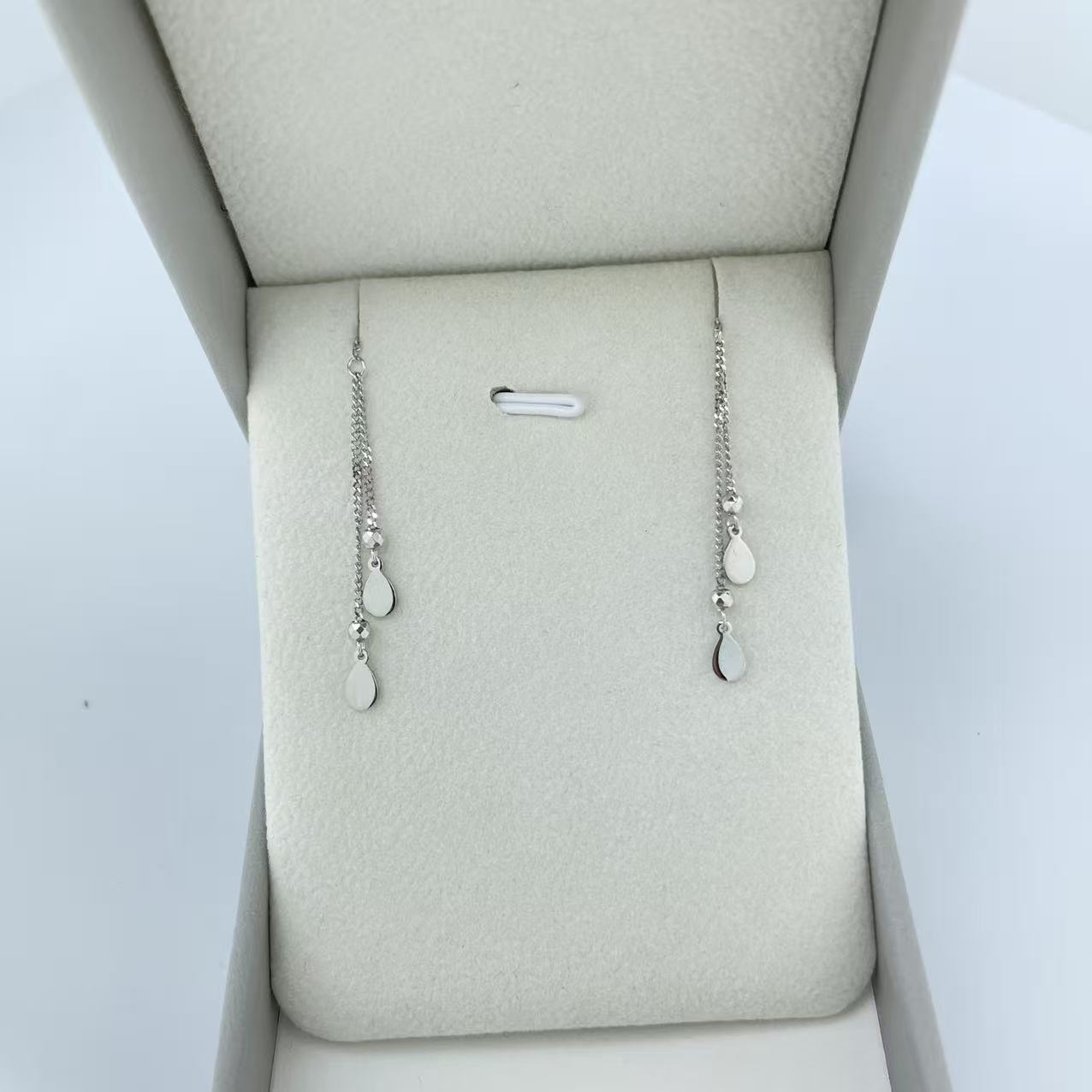 PT950铂金耳饰 水滴流苏直针耳线 简约时尚  S 01217 01213