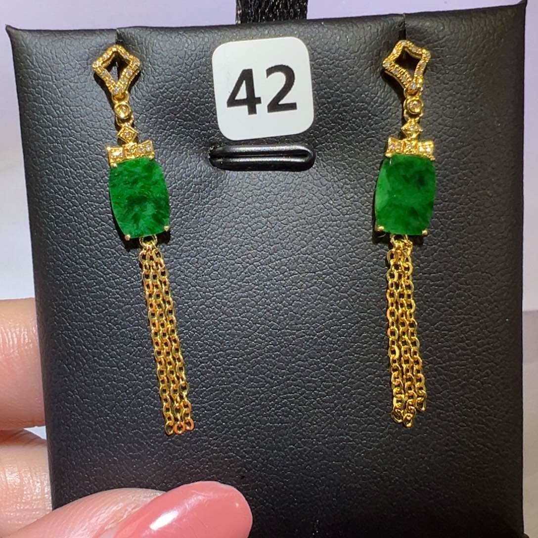 翡翠颈饰18K金镶嵌耳环