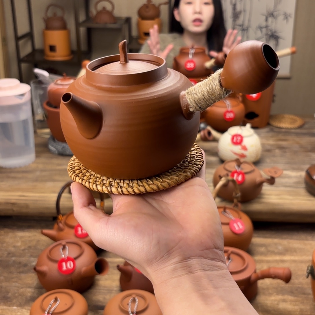 煮水煮茶甘甜 潮州砂铫壶 搭藤垫