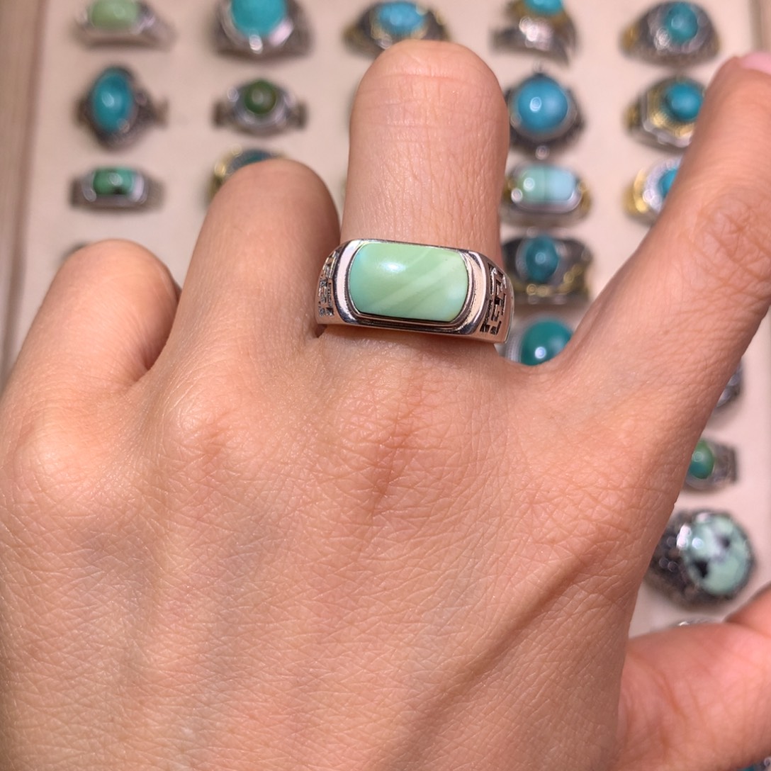 绿松石银S925镶嵌挂件