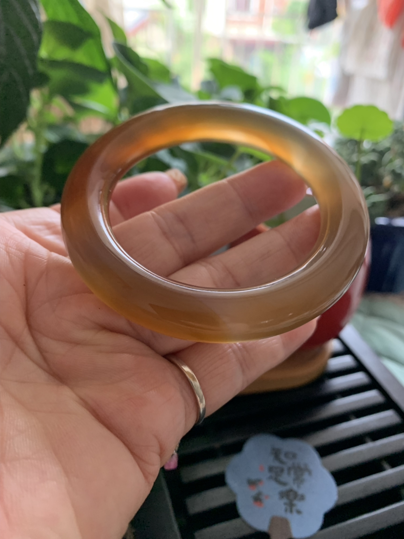 1196天然玛瑙手镯胖圆天然结构蜜糖渐变色送老婆送妈妈礼物