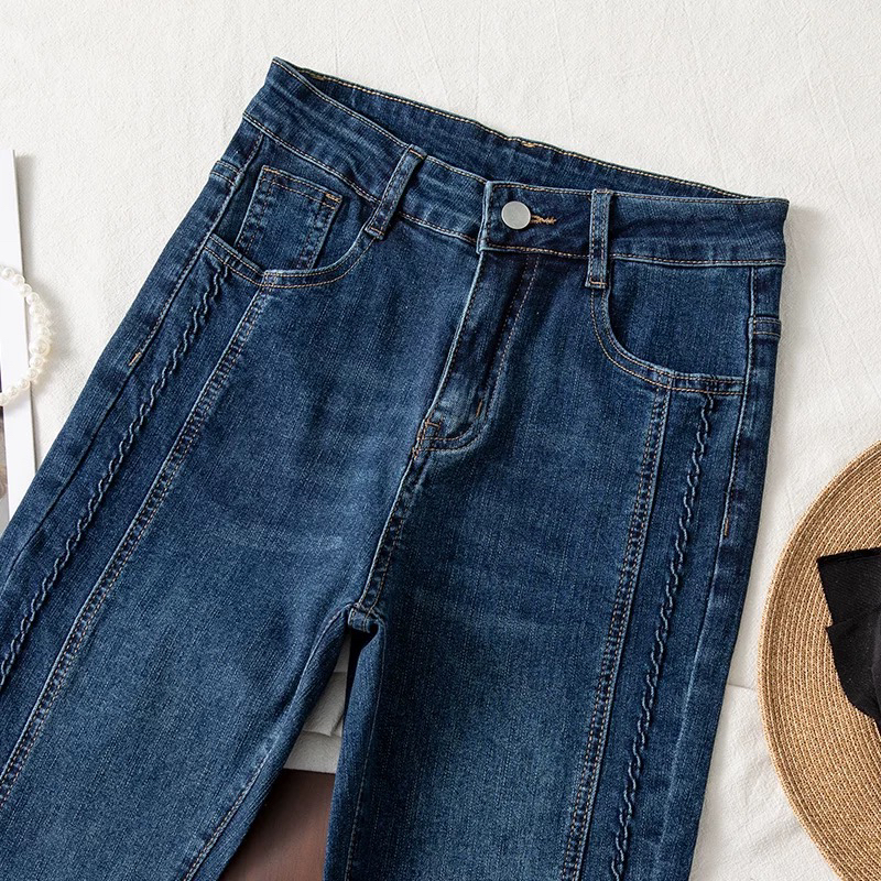 美式复古加绒高腰宽松显瘦微喇牛仔裤女款秋冬苹果