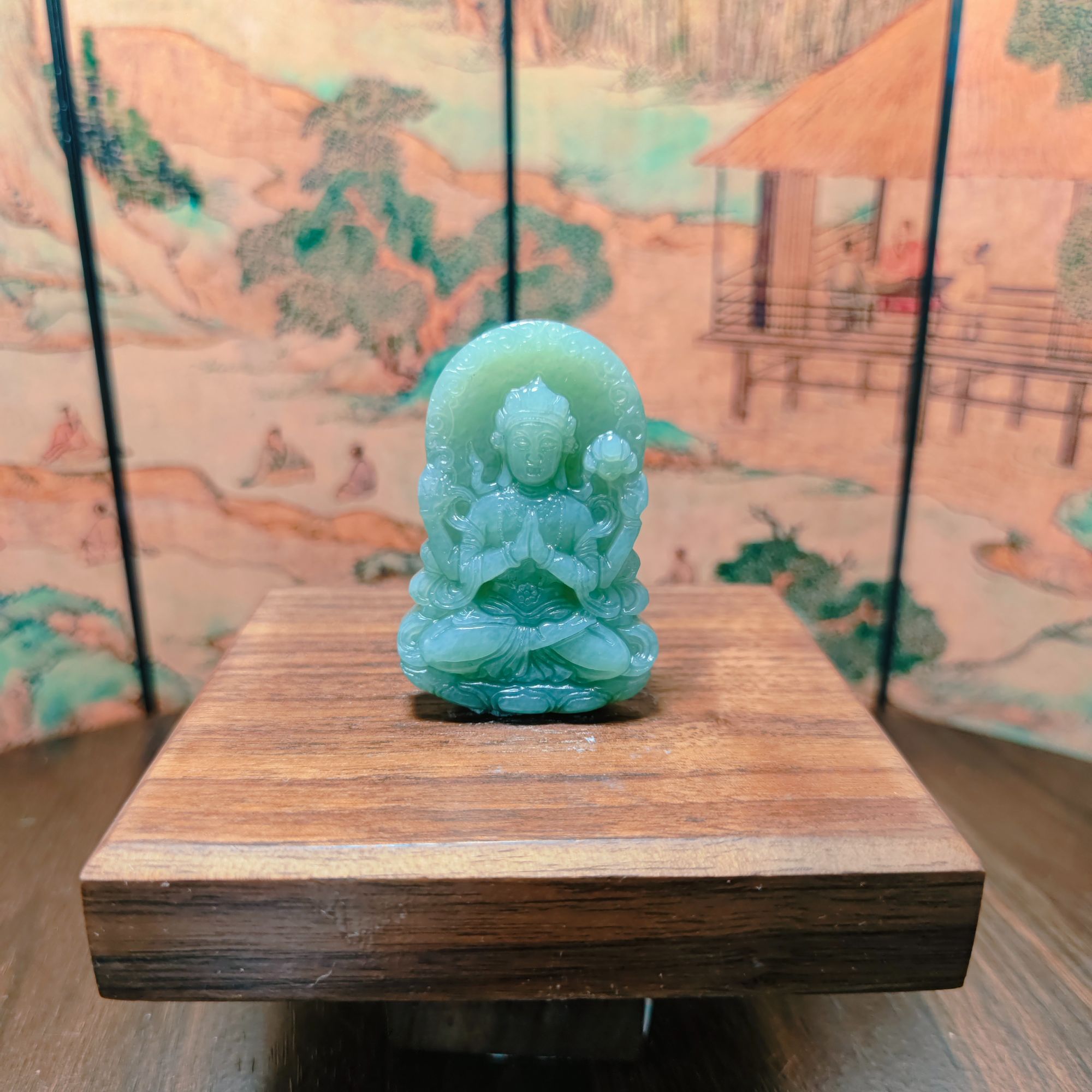 Q和田玉千手观音吊坠1571