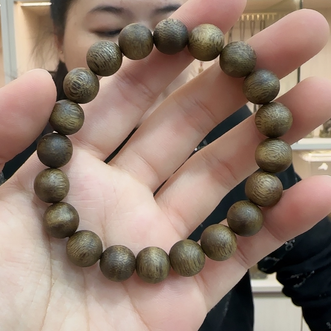 沉香碎屑沉香卡1.0老乌身圆珠单圈
