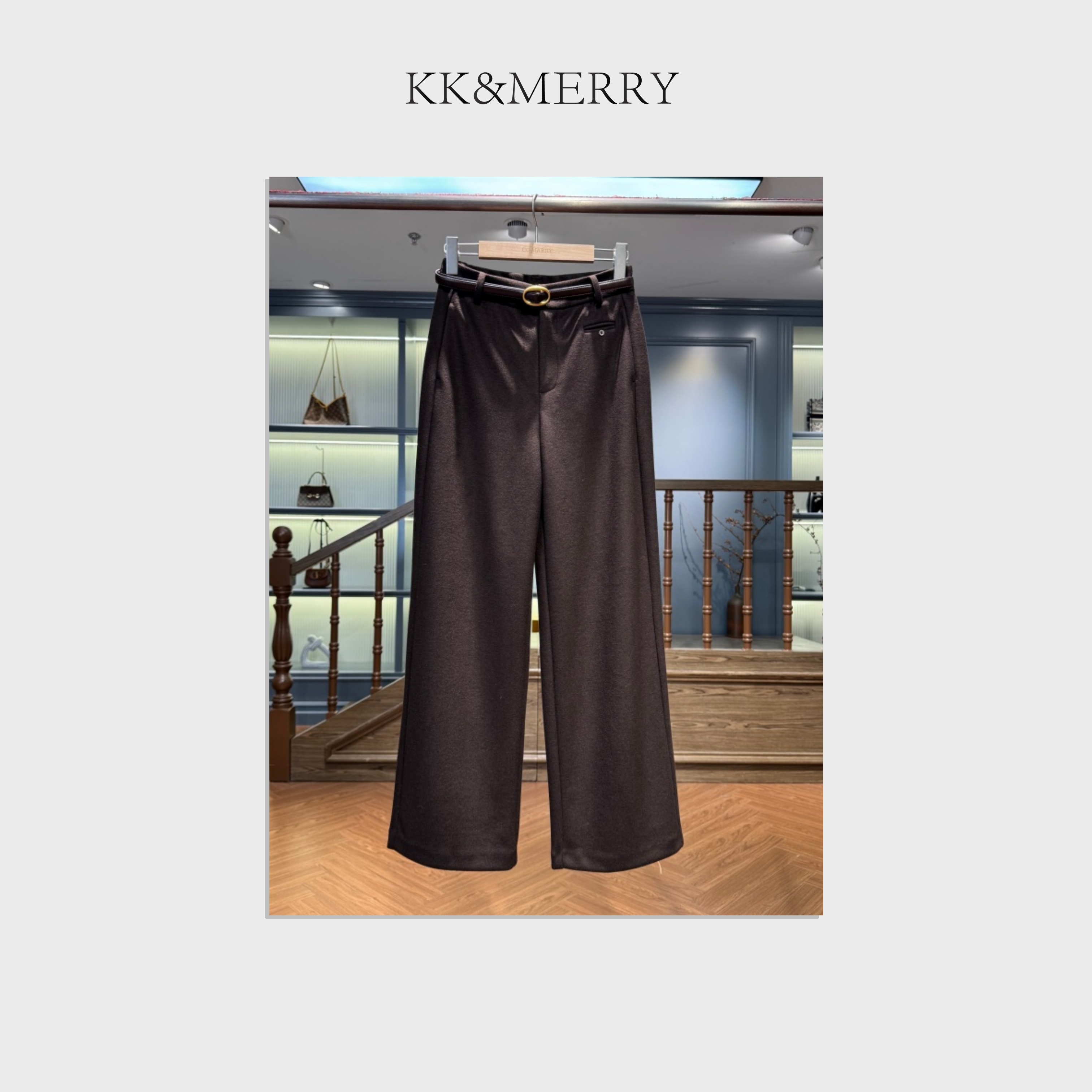 KK&MERRY（长腿裤）复古通勤风垂感高腰显瘦时尚百搭休闲裤KDBC0560