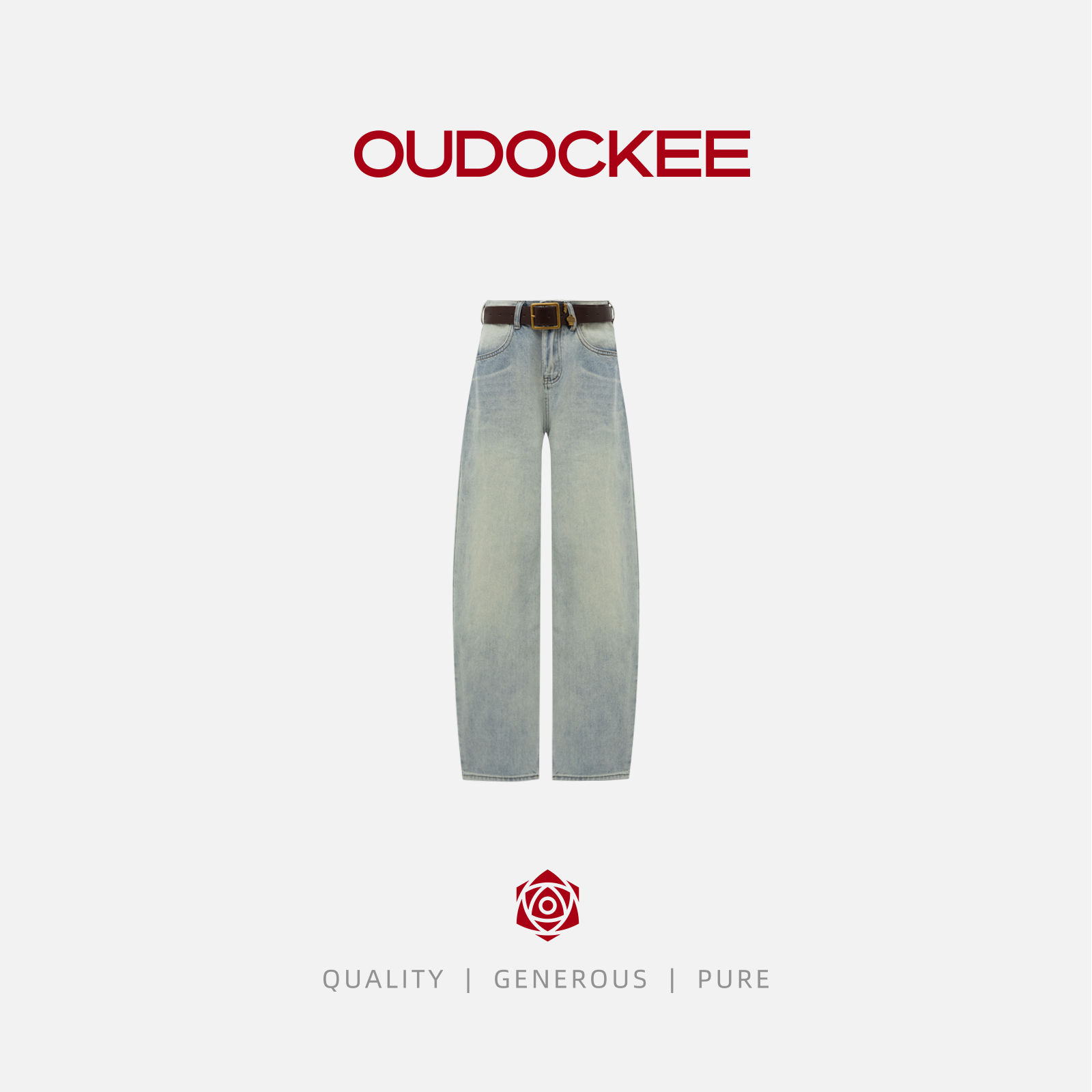 OUDOCKEE 鸥鸥【博主牛仔】新款浅色显瘦弯刀牛仔裤 NBAAZ2168T