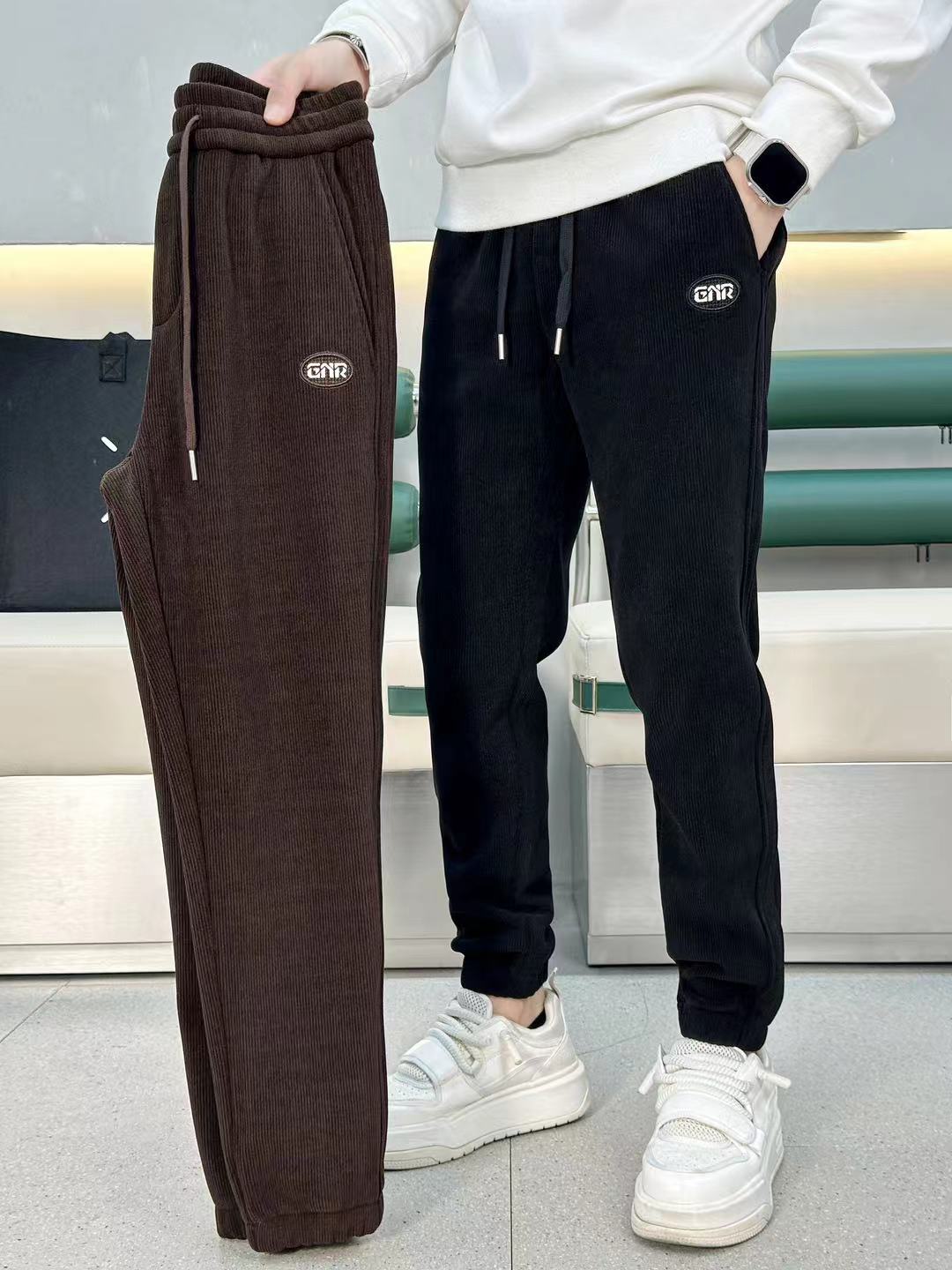 戈诺尔弹力男装冬装加绒加厚裤运动裤时尚潮流百搭高端气质保暖