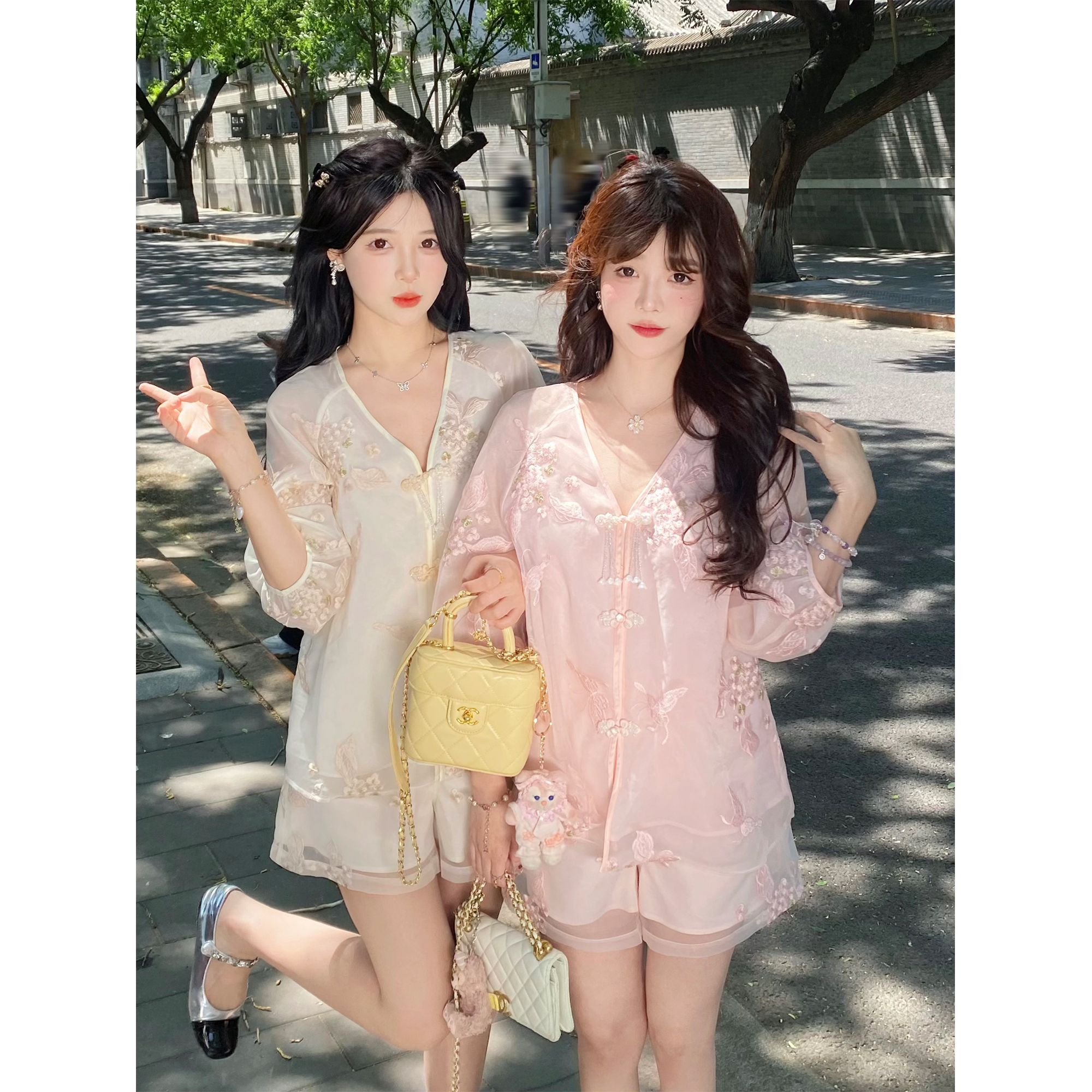 GA盈瓷新中式国风女夏季小个子衬衣气质盘扣上衣 24SS0235