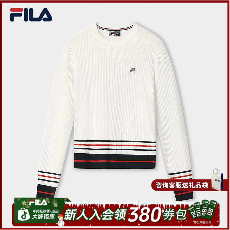 Fila/斐乐秋季新款女士条纹长袖户外休闲运动编织衫F11W548408F