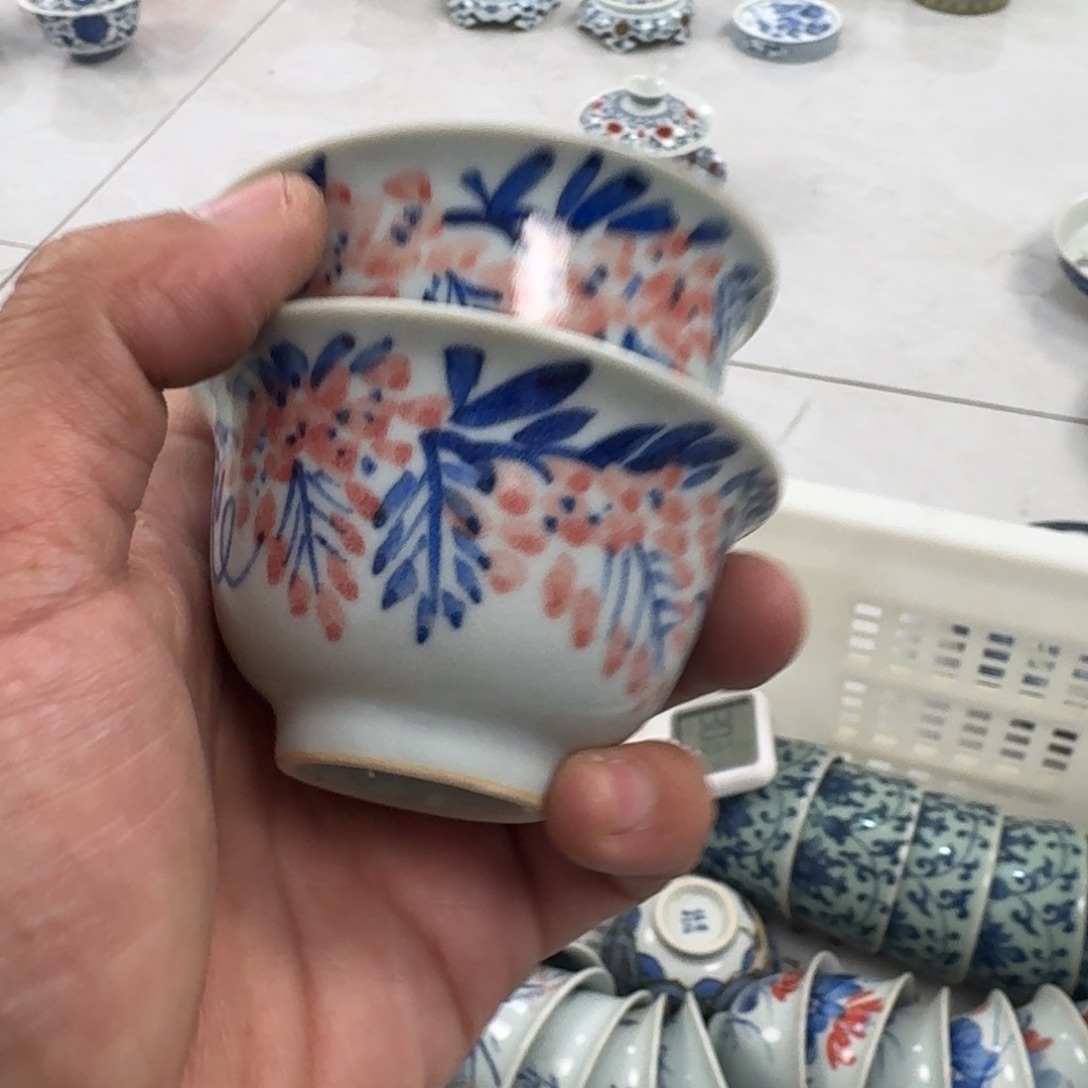 陶摆件手工手绘小压手客杯