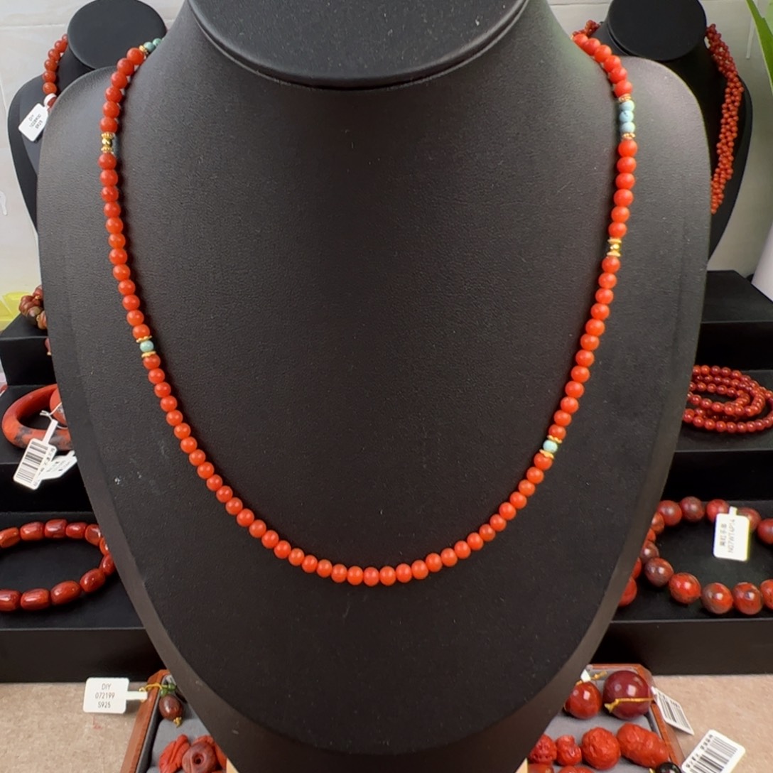 南红玛瑙银S925镶嵌（保山锁骨链4mm+