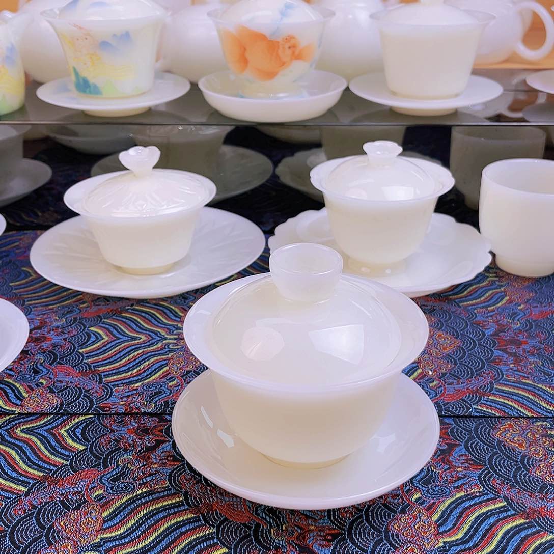 盖碗瓷高档皙白玉瓷大元宝盖碗