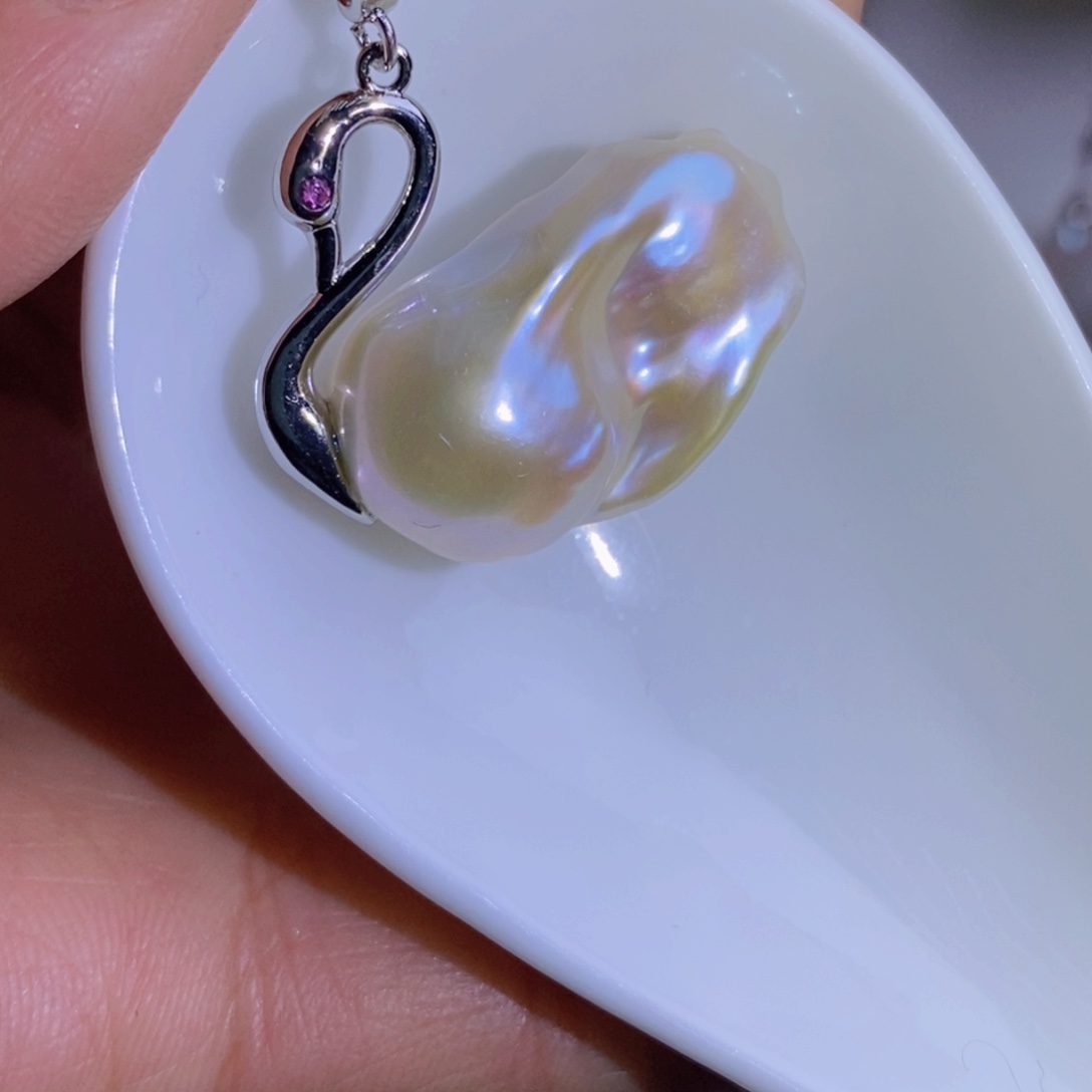 银S925镶嵌天然淡水珍珠淡水珍珠