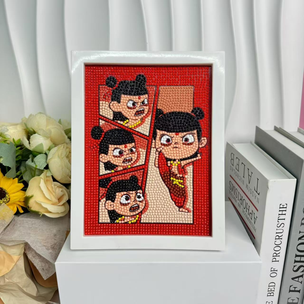 哪吒之魔童闹海钻石贴画儿童手工Diy材料包钻石卡通相框摆台画