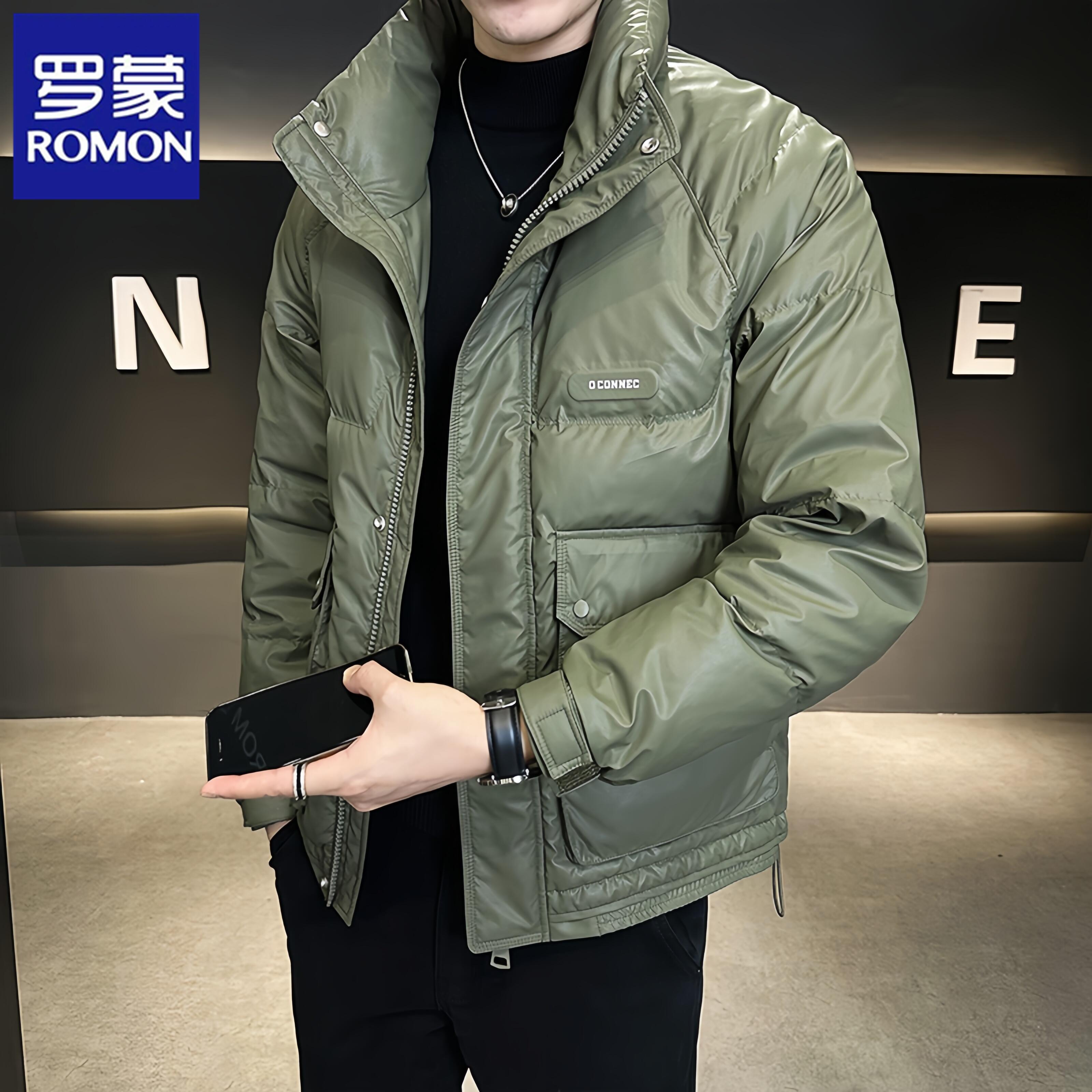 Romon/罗蒙冬季新款男士羽绒服商务休闲行政夹克外套时尚保暖加厚