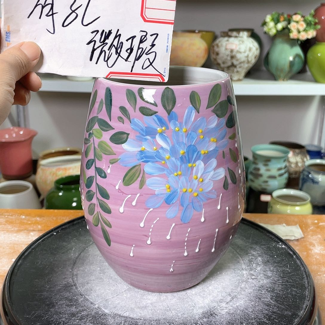 景德镇陶瓷花盆微瑕口10高19