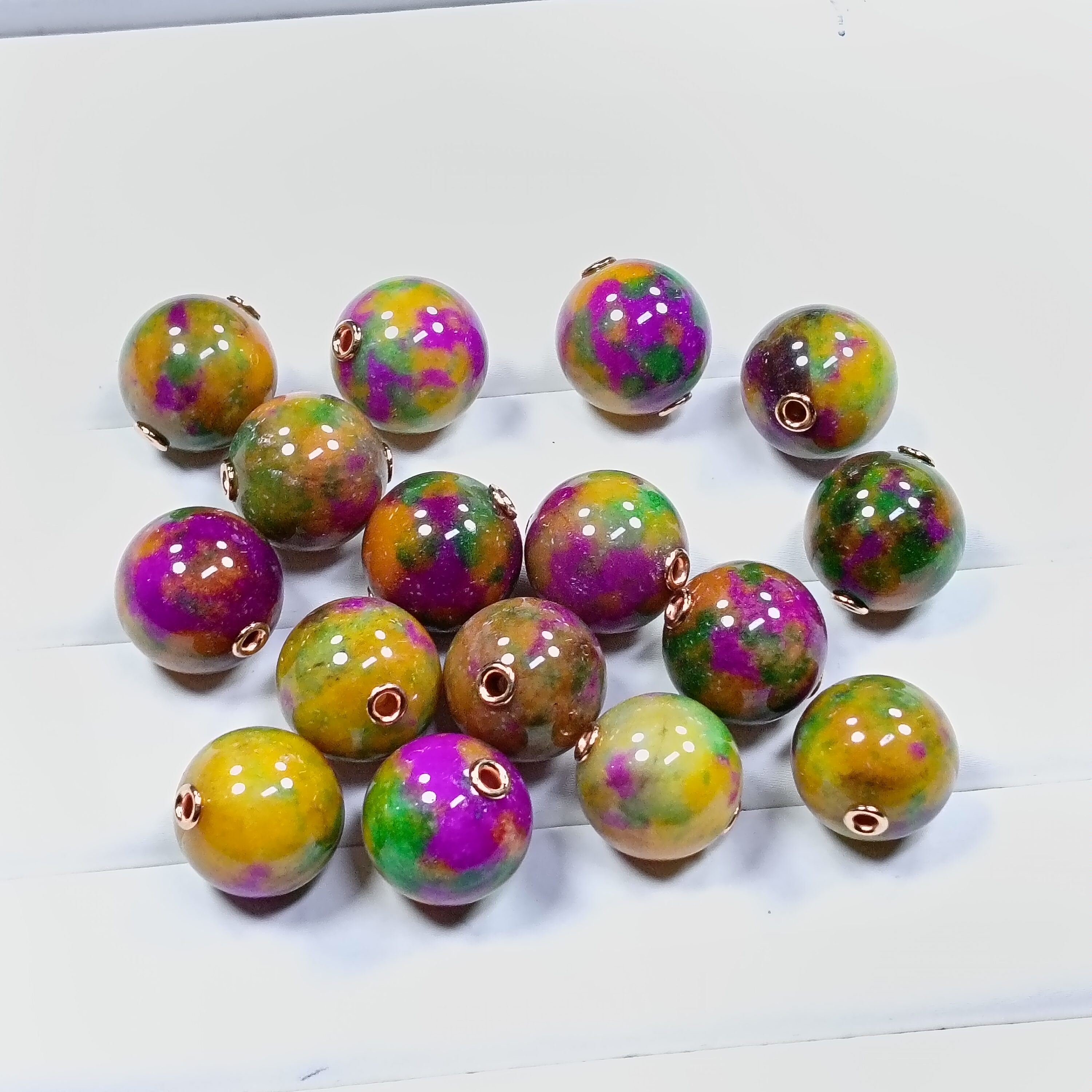 玫黄油画18mm单珠发一个随机L08