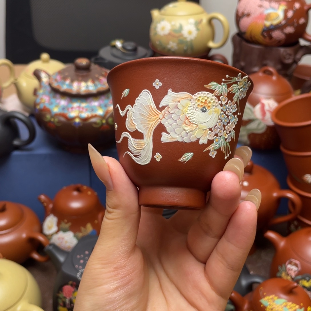 用***2茶杯紫泥紫砂主人杯120cc