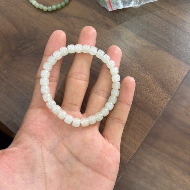白玉极限弧直切手串保真精品