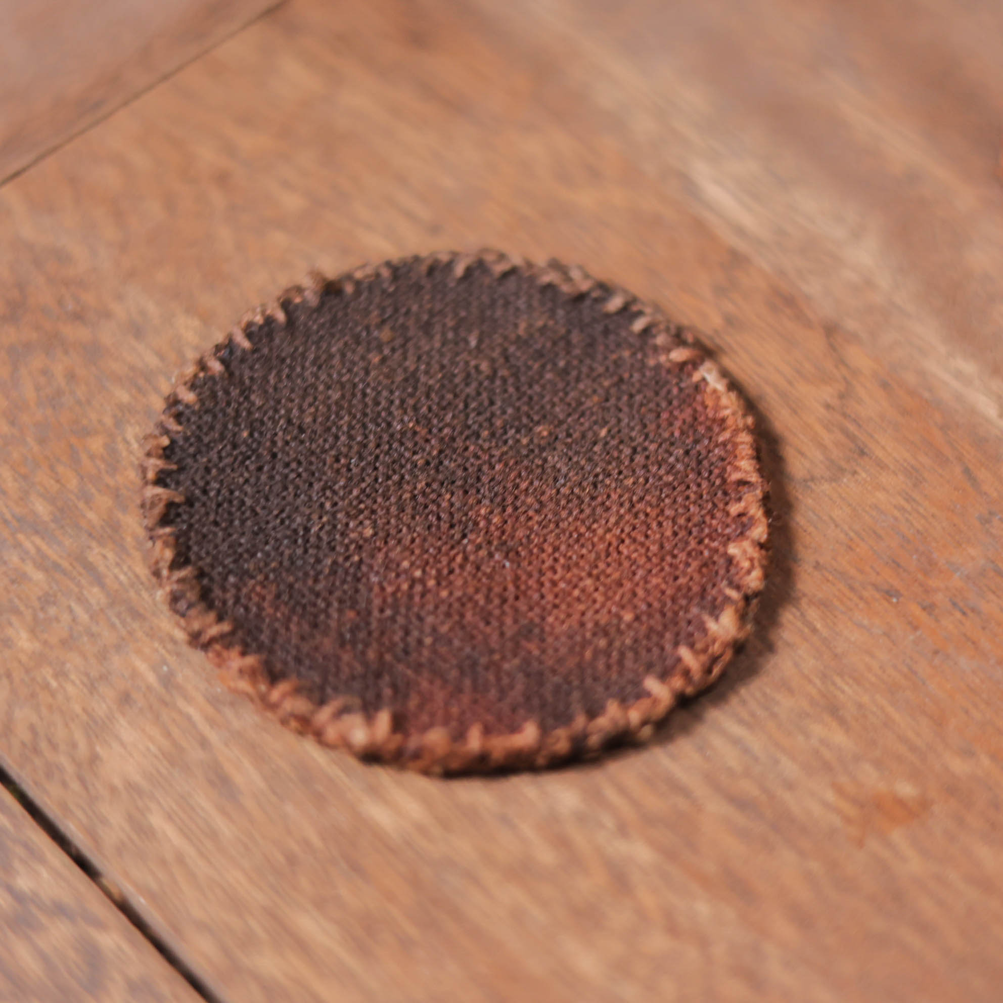 【老黑】亚麻+棉圆形双层柿染方垫-尺寸6.5*6.5茶道零配（步闲0016）