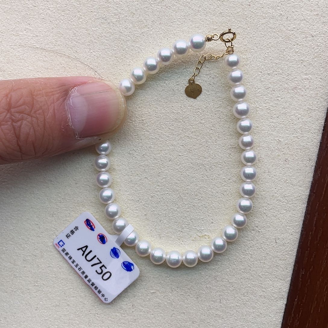 手绳淡水珍珠18K金镶嵌