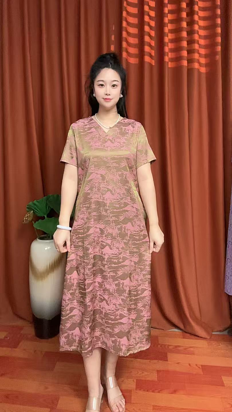 【山河图】夏季简约新款时尚宽松气质显瘦中长款连衣裙