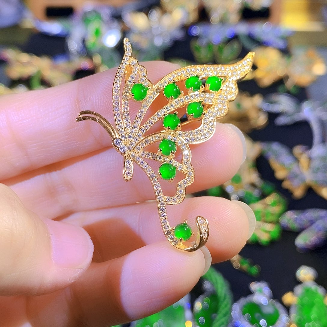 吊坠(不含链)银S925镶嵌翡翠