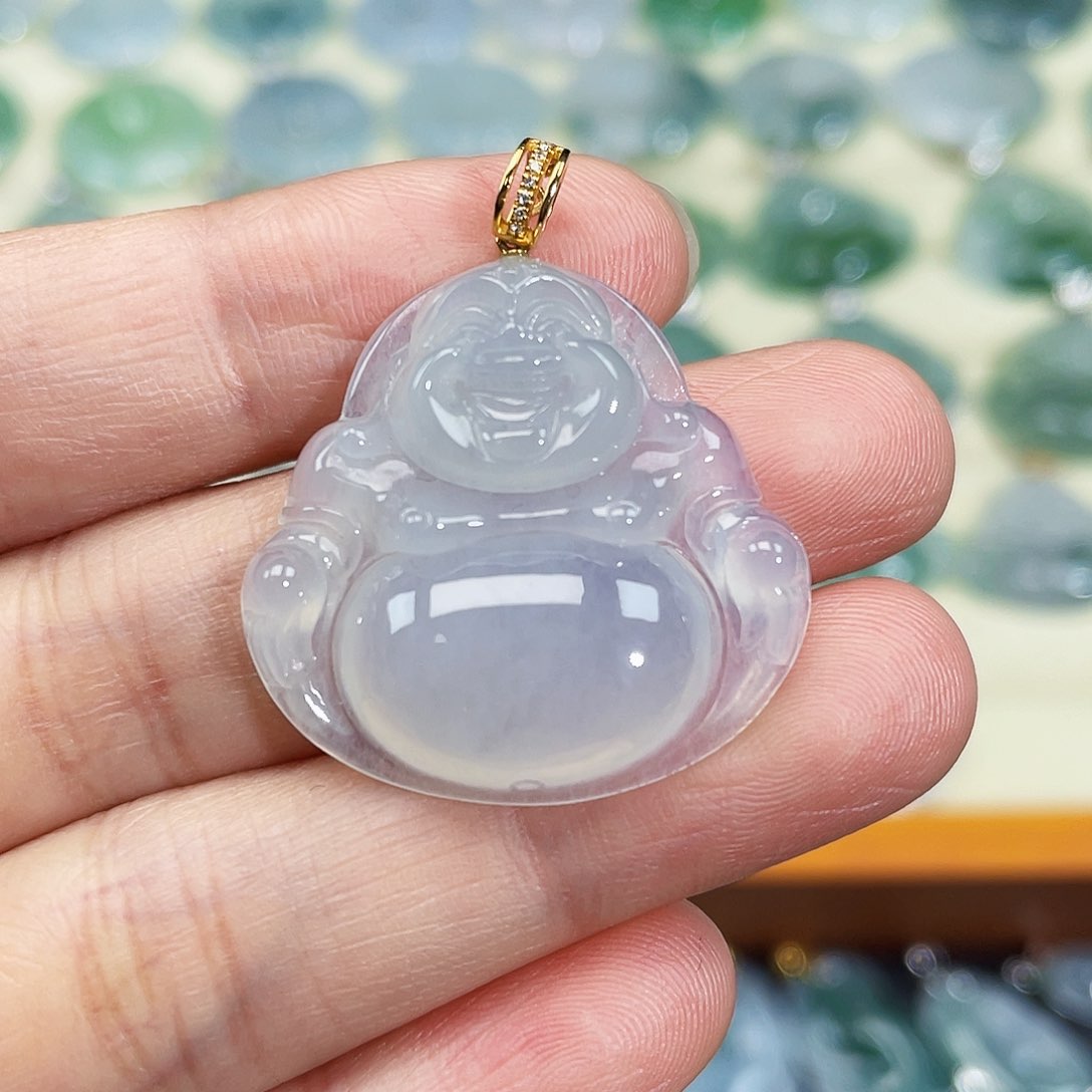 翡翠颈饰18K金镶嵌吊坠