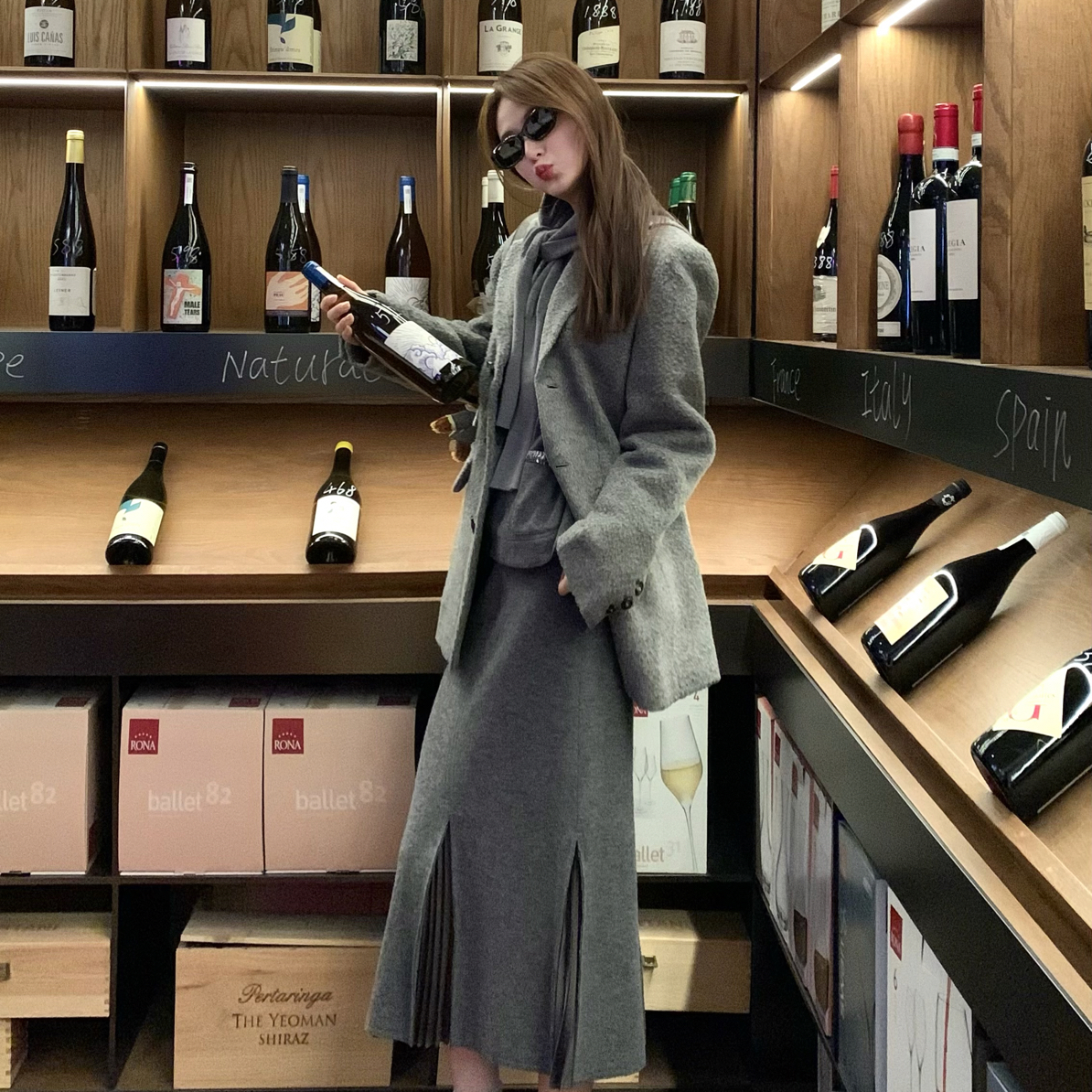 GIRDEAR/哥弟「玉龙雪山」秋冬新款时尚百搭中长款呢大衣1400795