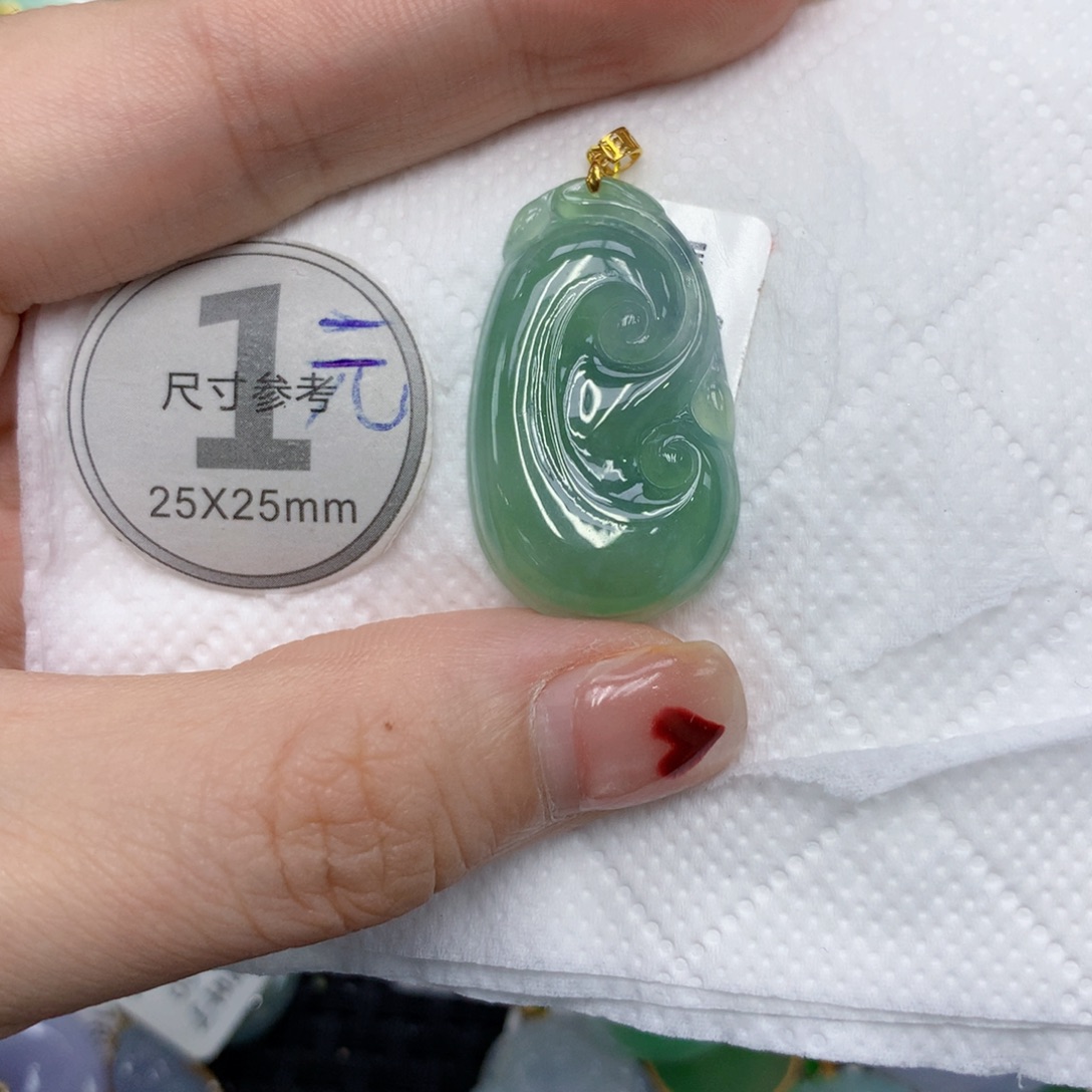 翡翠18K金镶嵌颈饰124578899888