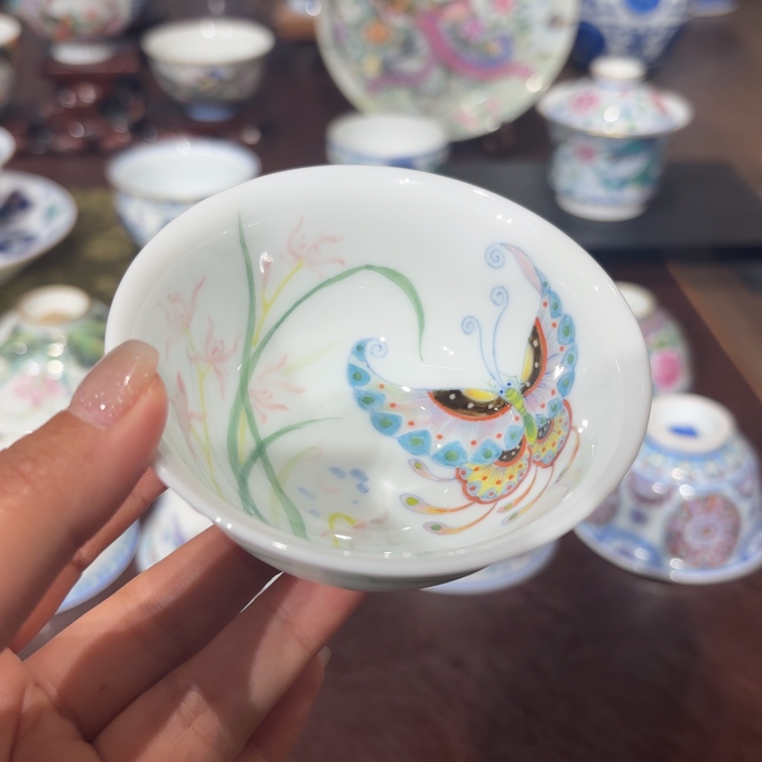 釉下五彩 蝶恋花杯