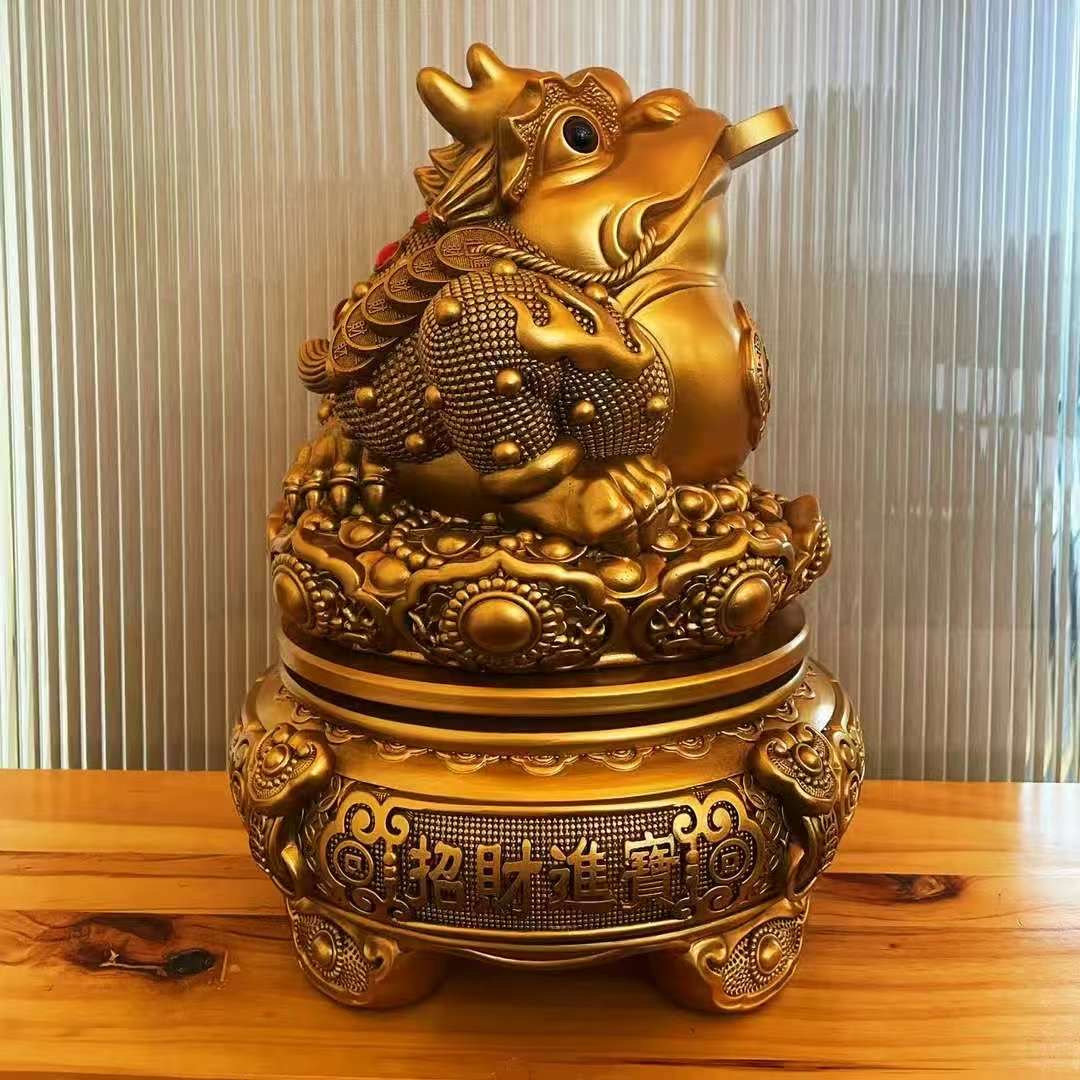 招财进宝新款鎏金铜金蟾办公室前台收银摆件FM481