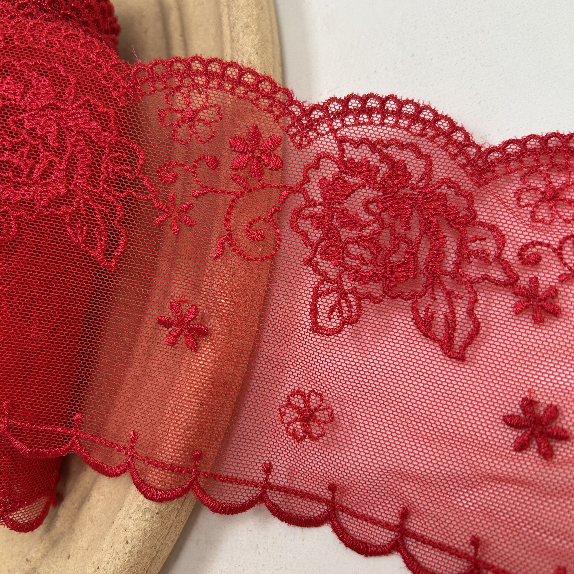 A011十八米价蕾丝花边辅料网纱刺绣红色重工手工diy配件装饰带