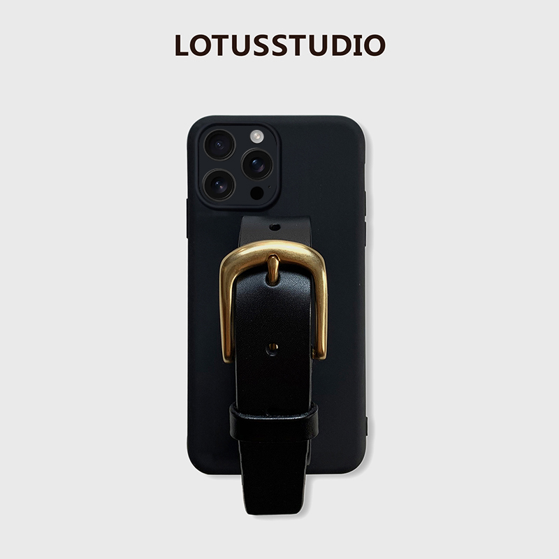 戚薇同款iPhone17promax适用苹果15/16华为P70pro牛皮腕带手机壳