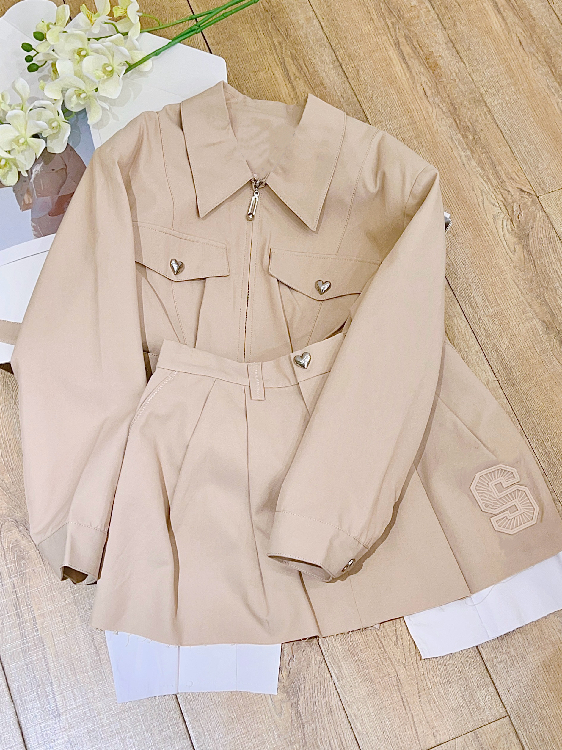 琳心丨春季新款气质拉链衬衣套装裙 2593