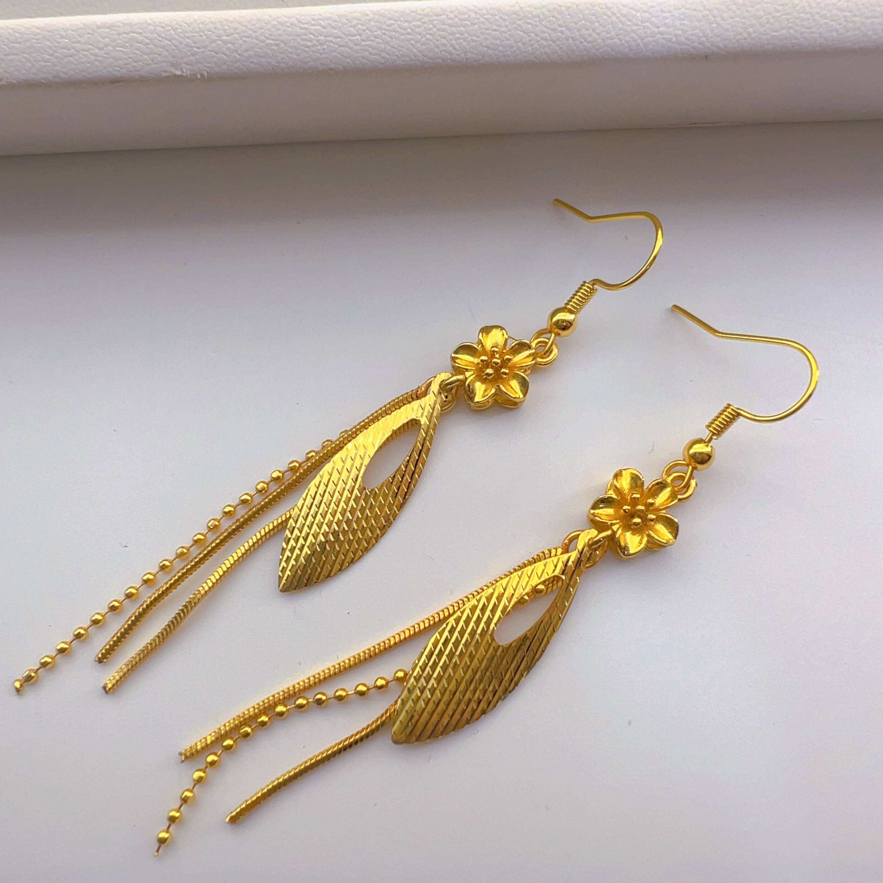 铜合金耳饰 EH094树叶流苏耳环 气质时尚百搭简约女款精美耳饰