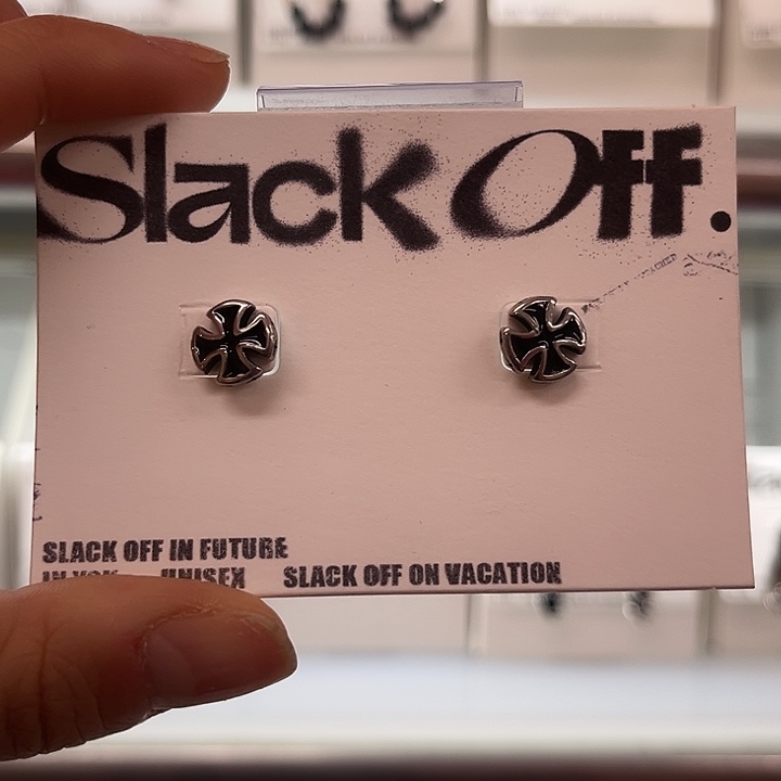 钛钢合金十字耳环钛钢