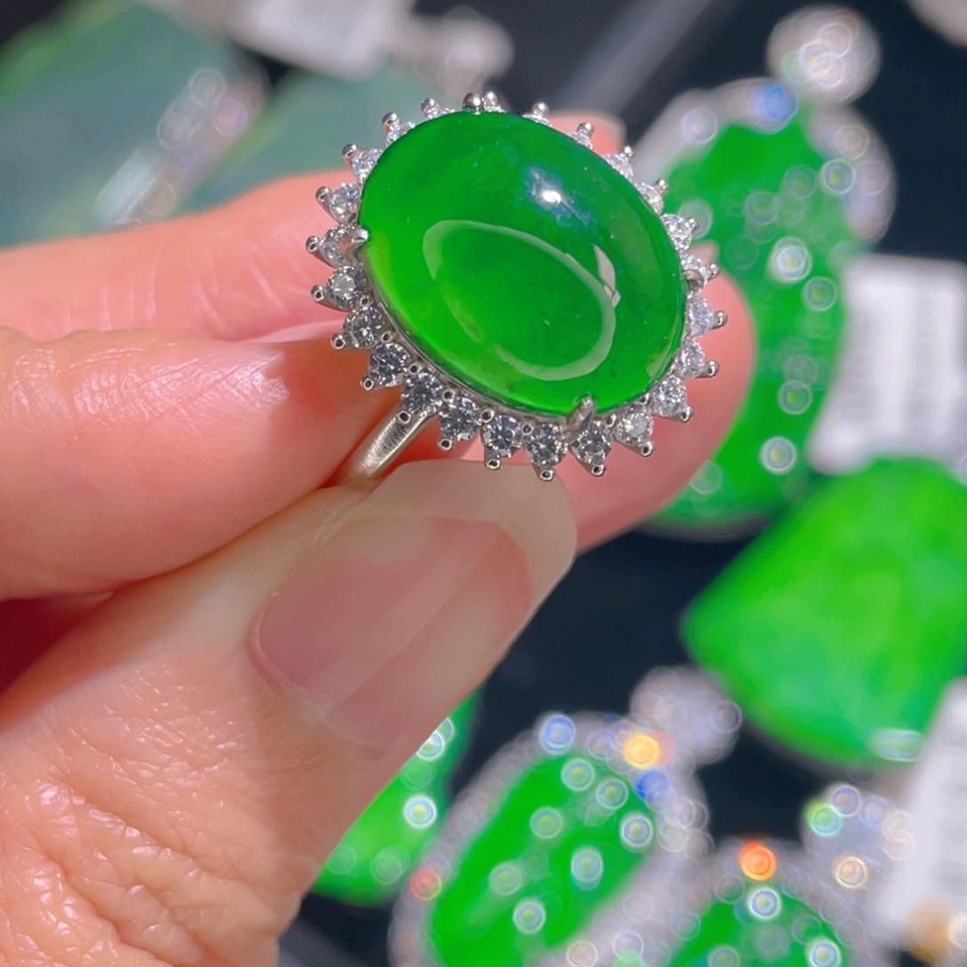 翡翠戒指银S925镶嵌111222221111111