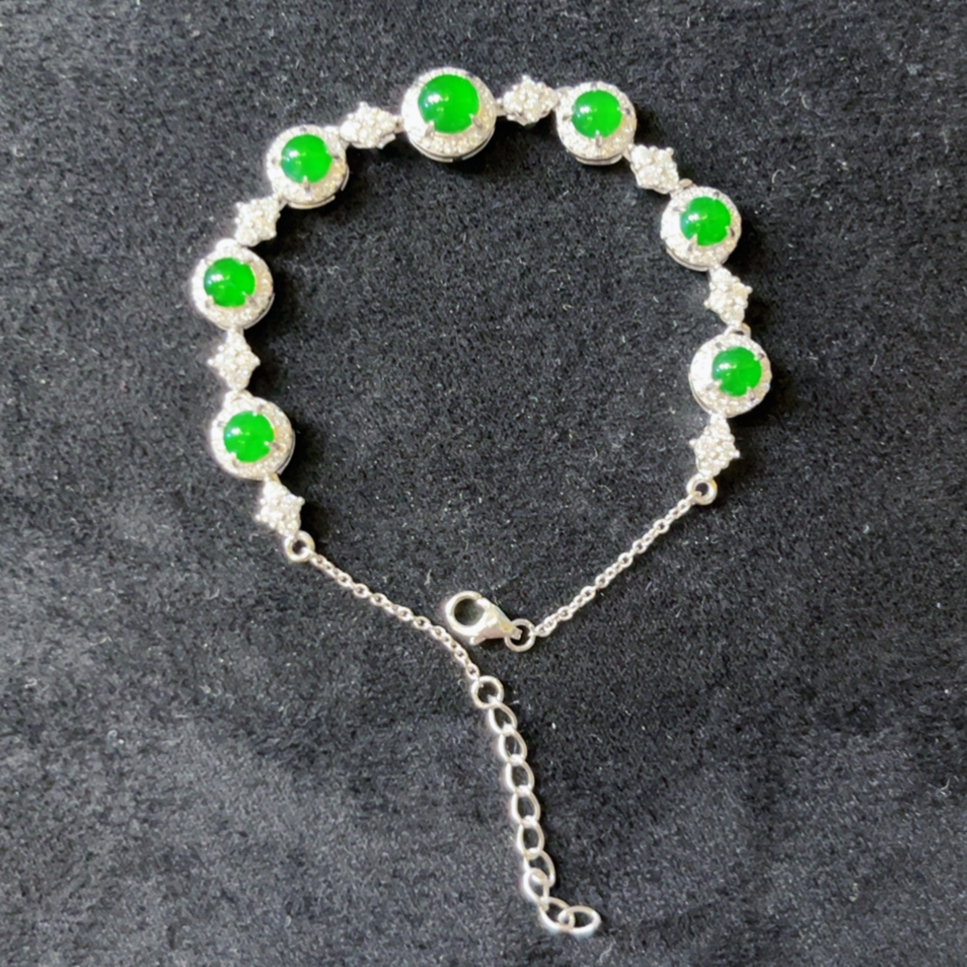 天然翡翠a货蛋面手链