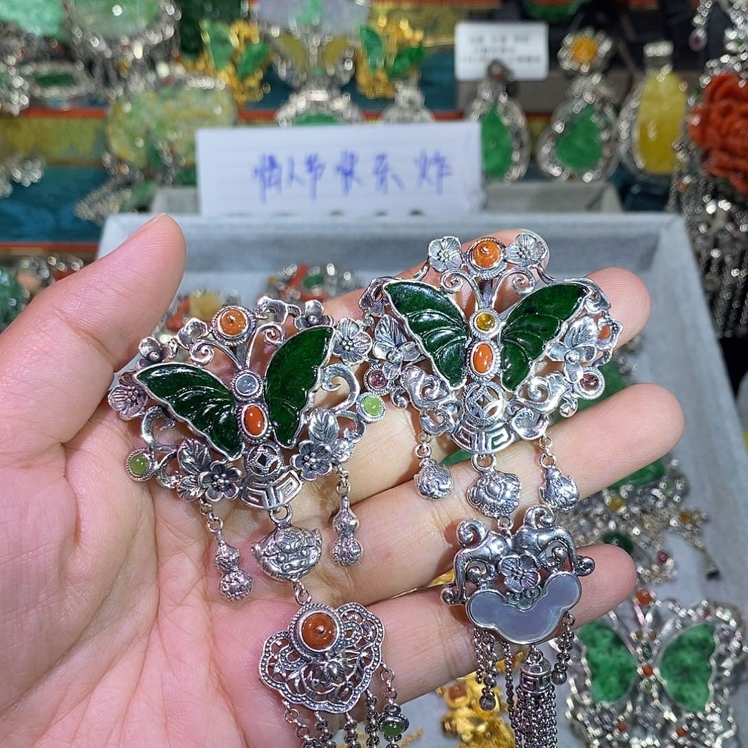散珠翡翠压襟吊坠炸炸炸