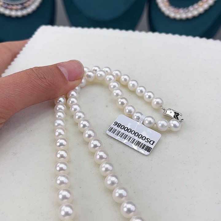 淡水珍珠颈饰银S925镶嵌卡6-7极光冷白高品