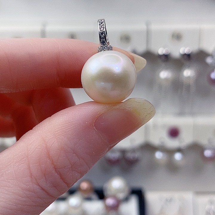 颈饰银S925镶嵌淡水珍珠13+A