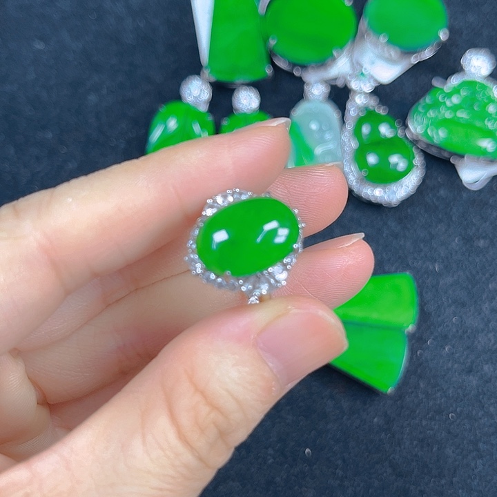 翡翠银S925镶嵌吊坠(不含链)