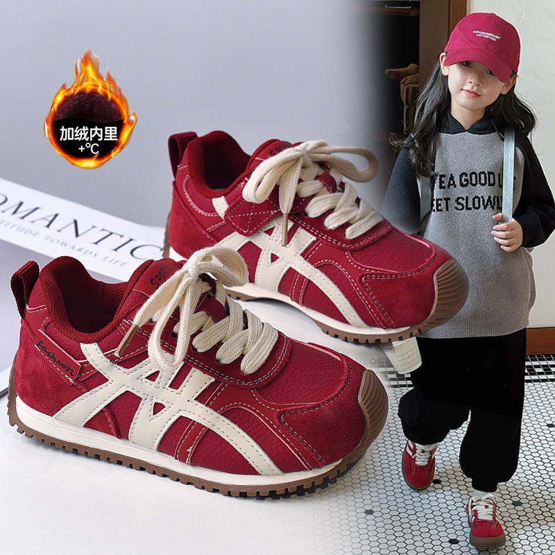 atongmu/阿童木女童运动鞋2025秋冬加绒阿甘鞋男童防滑保暖休闲鞋