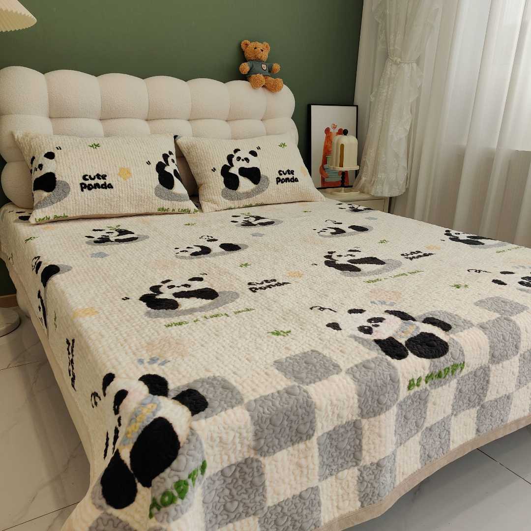 【婴儿绒】冬季新款床盖加厚婴儿绒印花绗缝双面两用夹棉可机洗