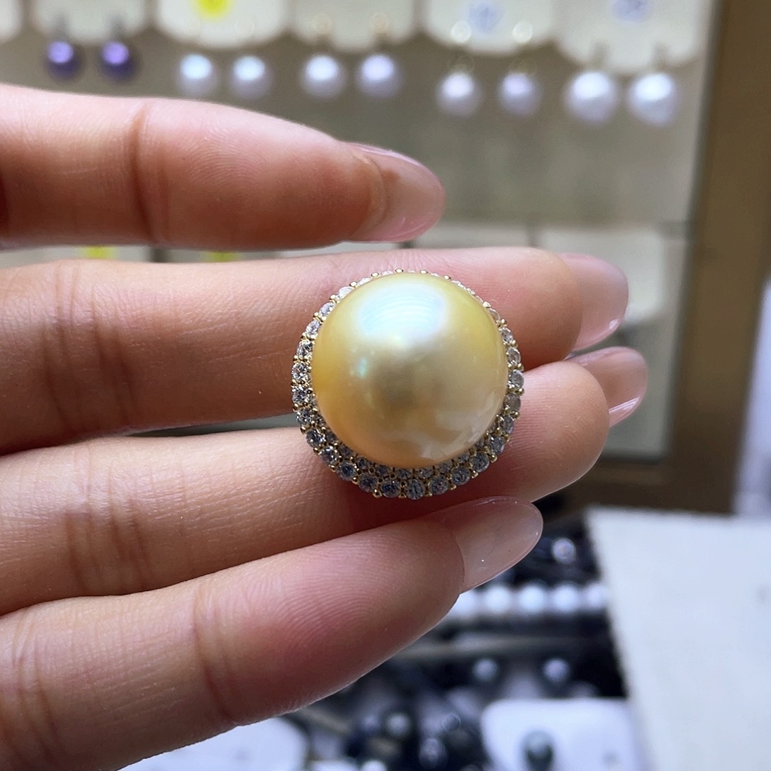 海水珍珠戒指银S925镶嵌