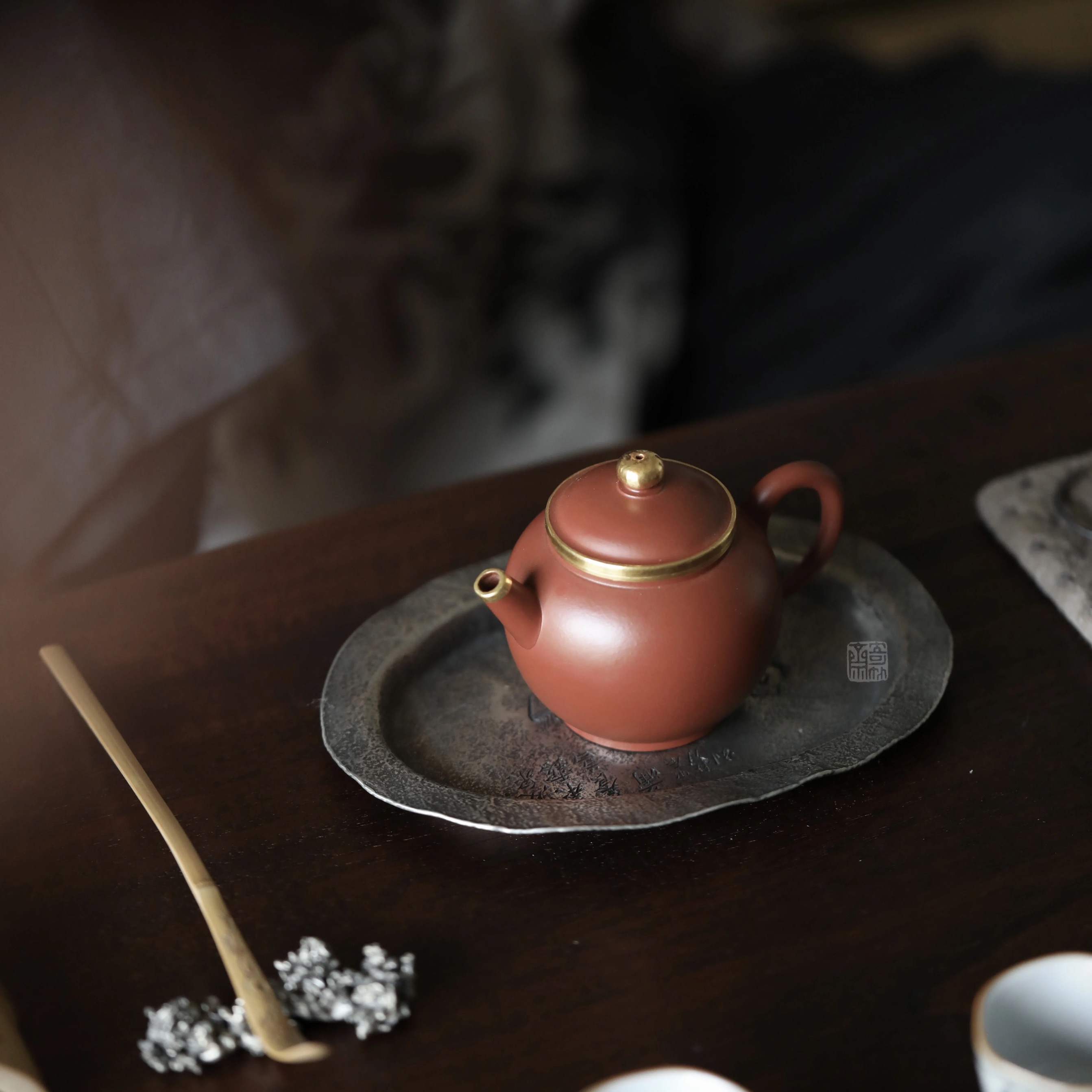 一出竹够锡制壶承纯手工锻打茶盘干泡盘锡器功夫茶茶周边茶道零配