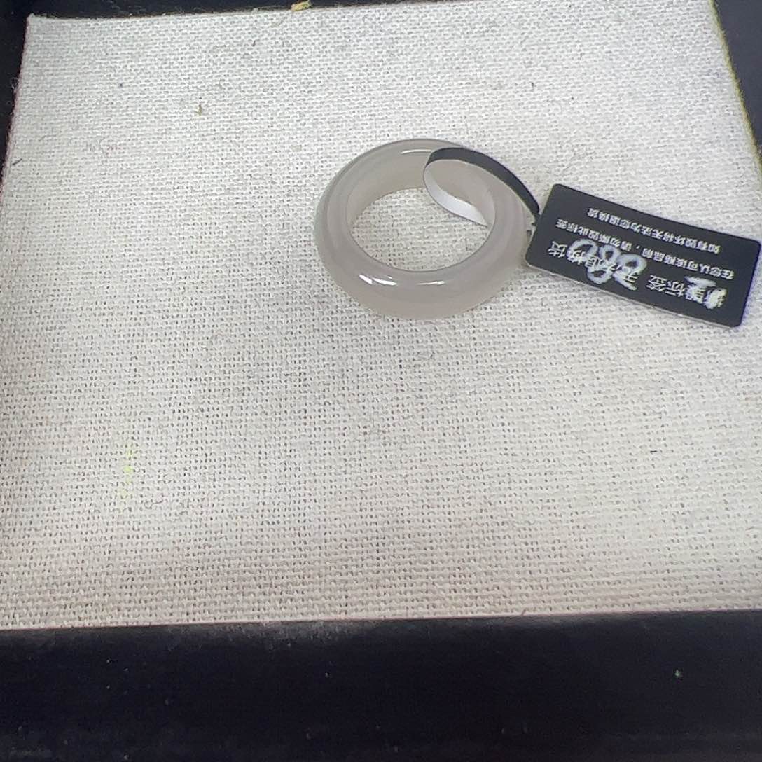 和田玉戒指未镶嵌12灰藕泥鳅背小灯泡